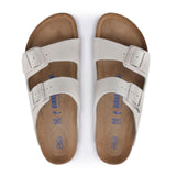 Birkenstock Arizona Soft Footbed Narrow Slide Sandal (Women) - Antique White Suede Sandals - Slide - The Heel Shoe Fitters