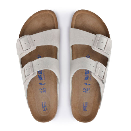 Birkenstock Arizona Soft Footbed Narrow Slide Sandal (Women) - Antique White Suede Sandals - Slide - The Heel Shoe Fitters