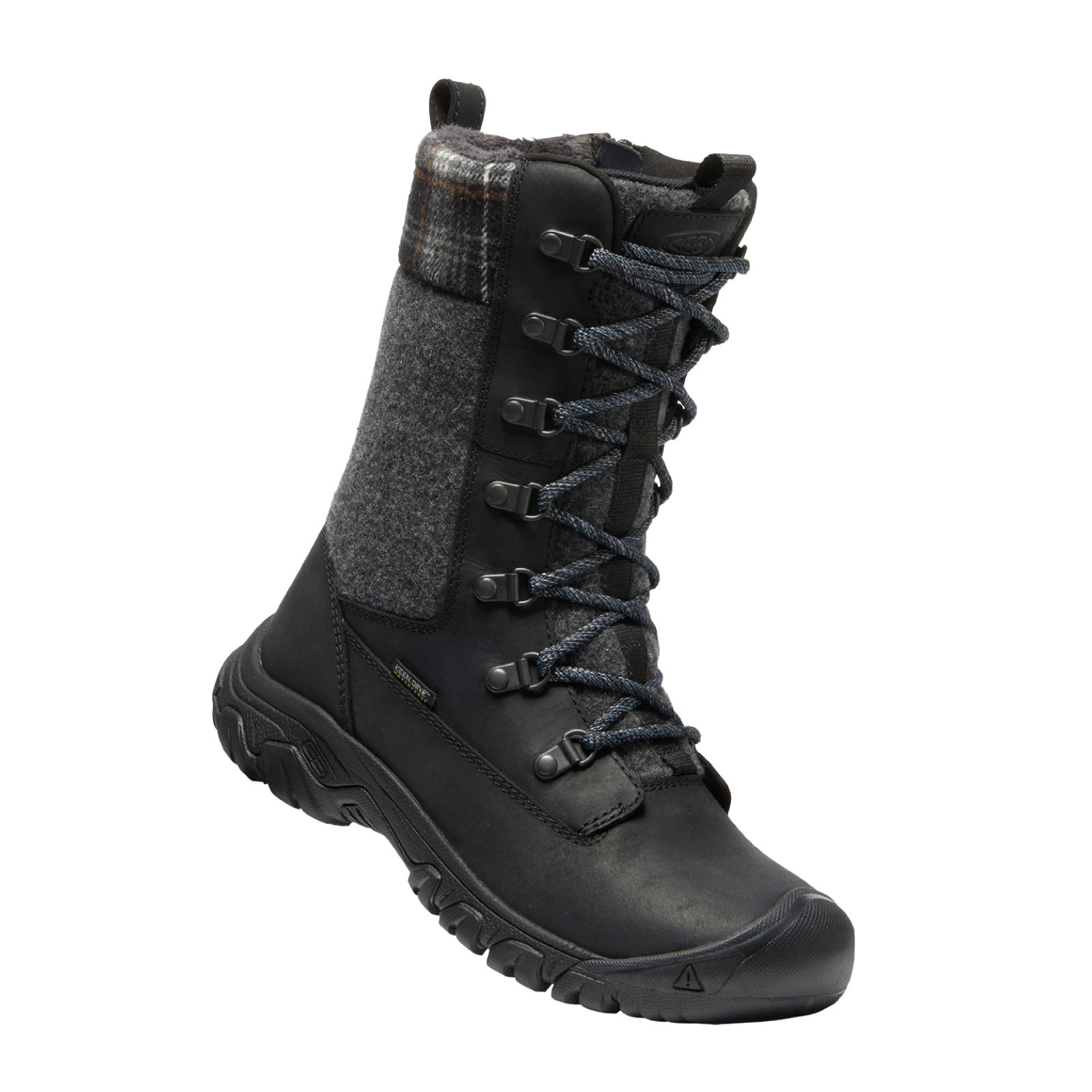 Keen Greta Tall Waterproof Boot Women Black Black Plaid The Heel Shoe Fitters