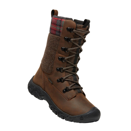 Keen Greta Tall Waterproof Boot (Women) - Brown/Red Plaid Boots - Winter - High Boot - The Heel Shoe Fitters