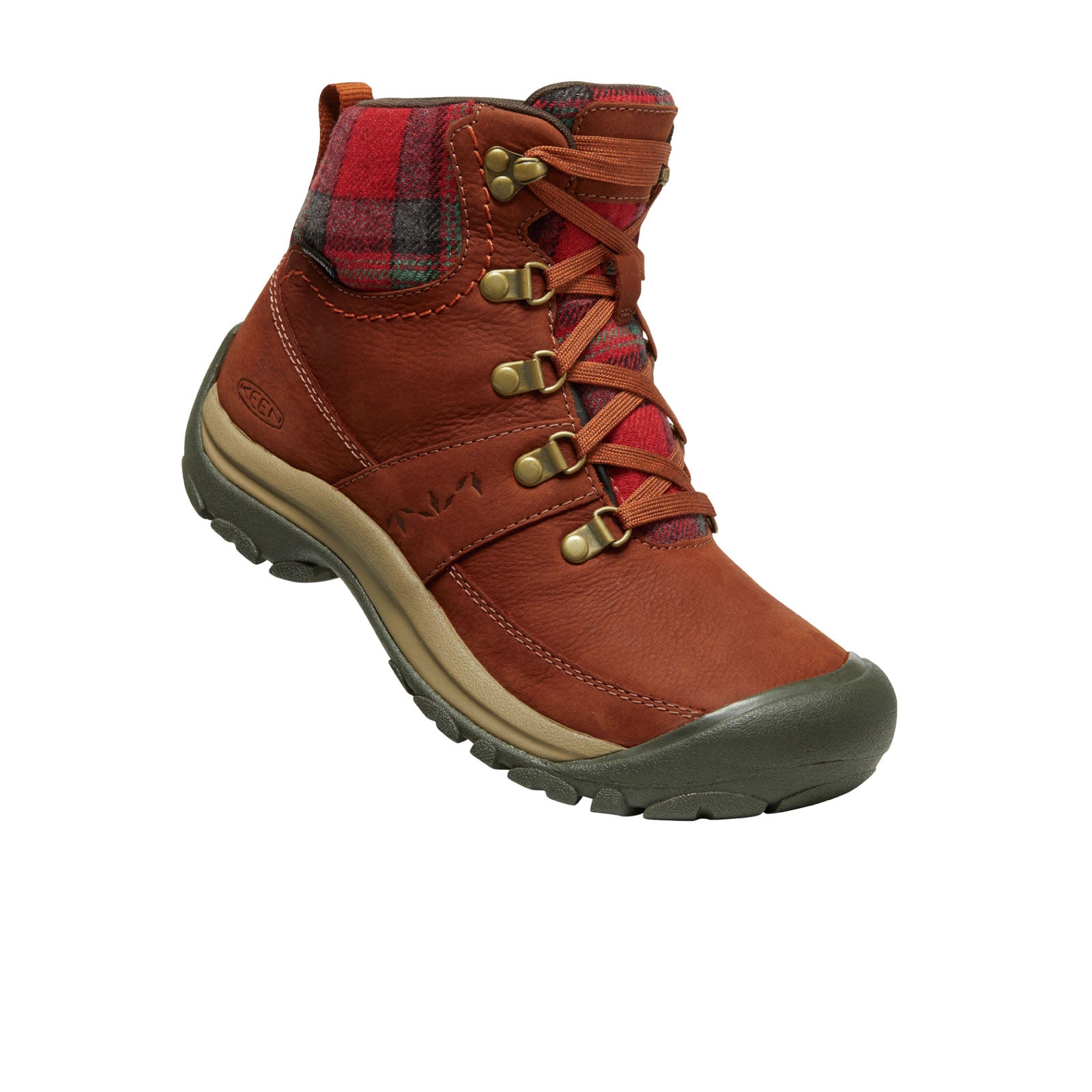 Keen Kaci III Winter Mid Waterproof Hiking Boot Women Tortoise Shell Red Plaid 5 M