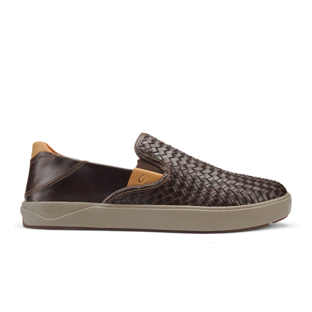 OluKai Lae'ahi Lauhala Slip On (Men) - Dark Wood/Dark Wood Dress-Casual - Slip Ons - The Heel Shoe Fitters