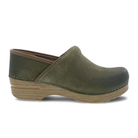 Dansko Professional Clog (Women) - Green Burnished Nubuck Dress-Casual - Clogs & Mules - The Heel Shoe Fitters