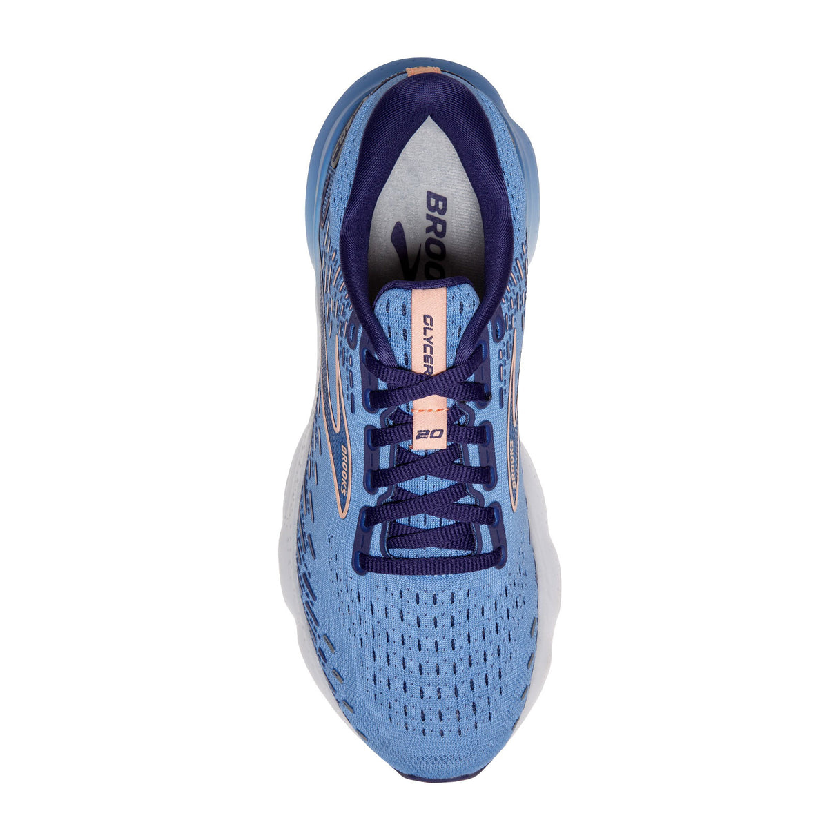 Brooks Glycerin 20 (Women) - Blissful Blue/Peach/White Athletic - Running - Stability - The Heel Shoe Fitters