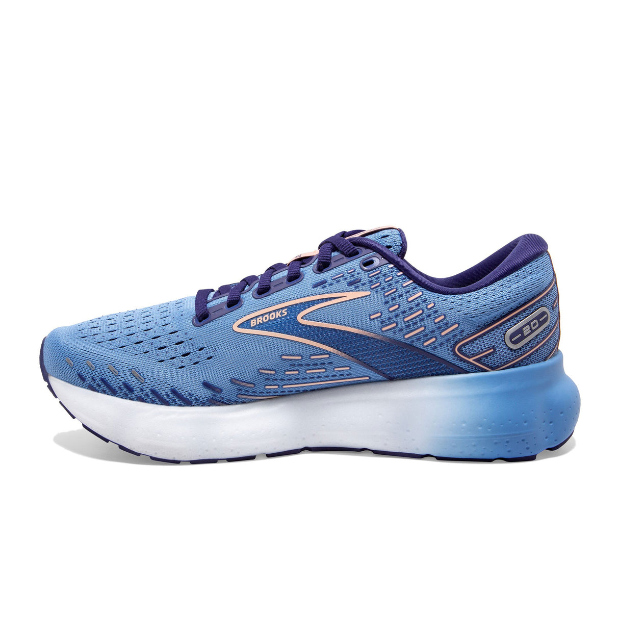Brooks Glycerin 20 Running Shoe (Women) - Blissful Blue/Peach/White Athletic - Running - Stability - The Heel Shoe Fitters