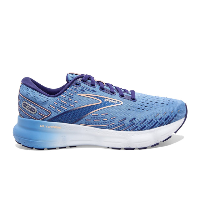 Brooks Glycerin 20 Running Shoe (Women) - Blissful Blue/Peach/White Athletic - Running - Stability - The Heel Shoe Fitters