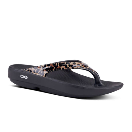 Oofos OOlala Limited Sandal (Women) - Black/Leopard Sandals - Thong - The Heel Shoe Fitters