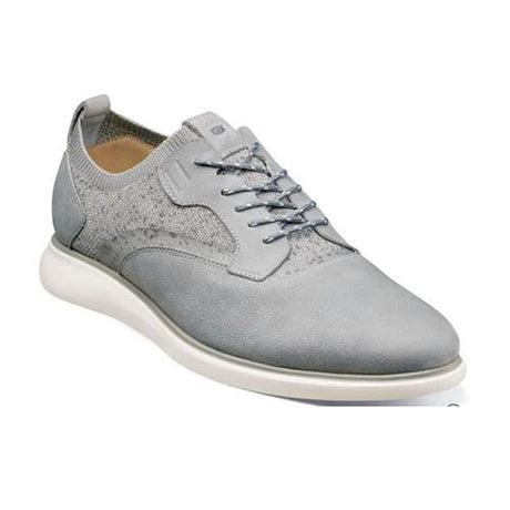 Florsheim Fuel Knit Plain Toe Oxford (Men) - Light Gray Nubuck Dress-Casual - Lace Ups - The Heel Shoe Fitters