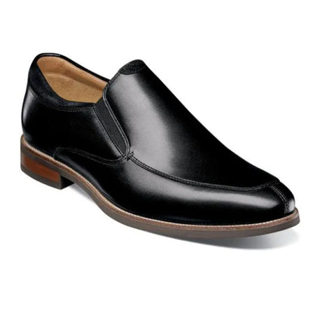 Florsheim Uptown Moc Slip On (Men) - Black Leather Dress-Casual - Slip Ons - The Heel Shoe Fitters
