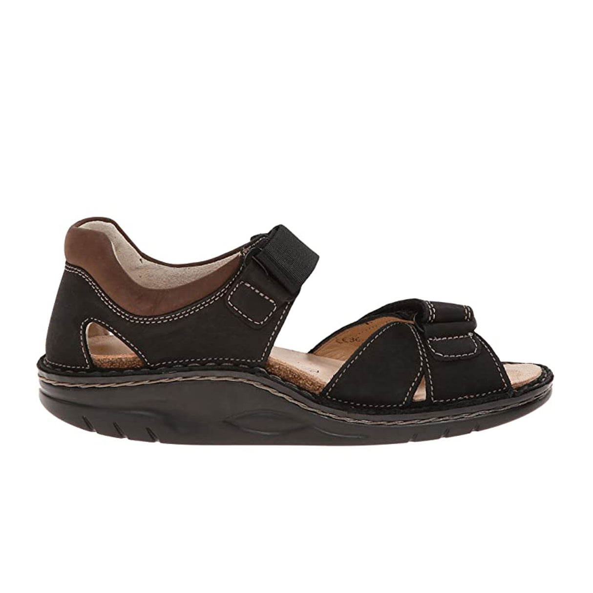 Finn Comfort Samara Backstrap Sandal (Unisex) - Schwarz/Havanna Sandals - Backstrap - The Heel Shoe Fitters