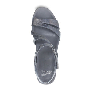 Dansko Addyson Wedge Sandal (Women) - Pewter Metallic Distressed Sandals - Wedge - The Heel Shoe Fitters