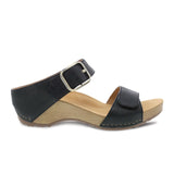 Dansko Tanya Wedge Sandal (Women) - Black Milled Burnished Sandals - Heel/Wedge - The Heel Shoe Fitters