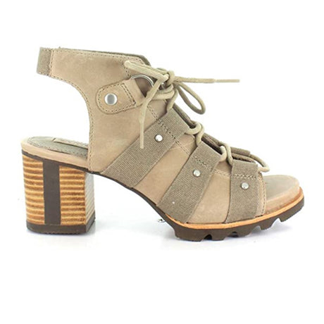 Sorel Addington (Women) - Pebble/Silver Sage Sandals - Heel/Wedge - The Heel Shoe Fitters