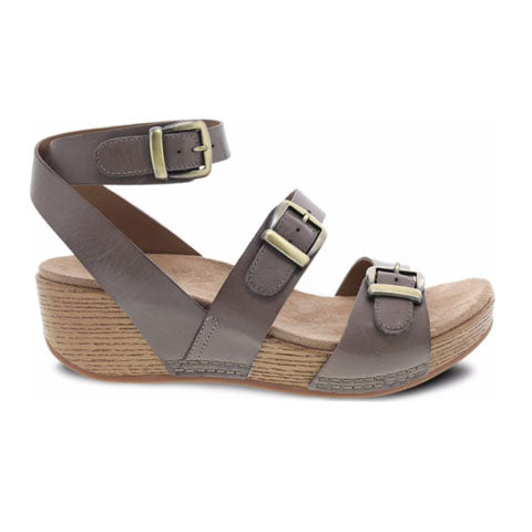 Dansko Lou Wedge Sandal Women Taupe Burnished Calf The Heel