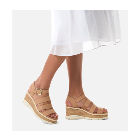 Sorel Joanie III Ankle Strap Wedge Sandal (Women) - Honest Beige/Chalk Sandals - Heel/Wedge - The Heel Shoe Fitters