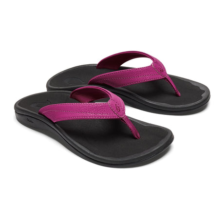 OluKai 'Ohana Sandal (Women) - Orchid Flower/Black Sandals - Thong - The Heel Shoe Fitters