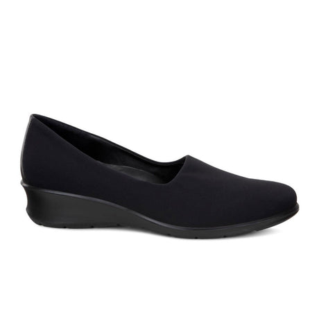 ECCO Felicia Stretch Slip On Wedge (Women) - Black/Black Dress-Casual - Flats - The Heel Shoe Fitters