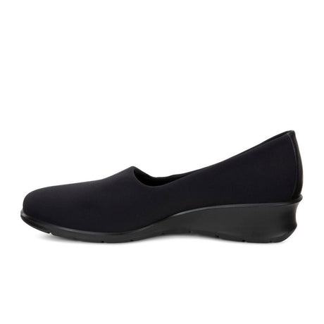 ECCO Felicia Stretch Slip On Wedge (Women) - Black/Black Dress-Casual - Flats - The Heel Shoe Fitters