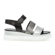 Gabor 24610-61 3-Strap Wedge Sandal (Women) - Silver/Stone/Black Sandals - Heel/Wedge - The Heel Shoe Fitters