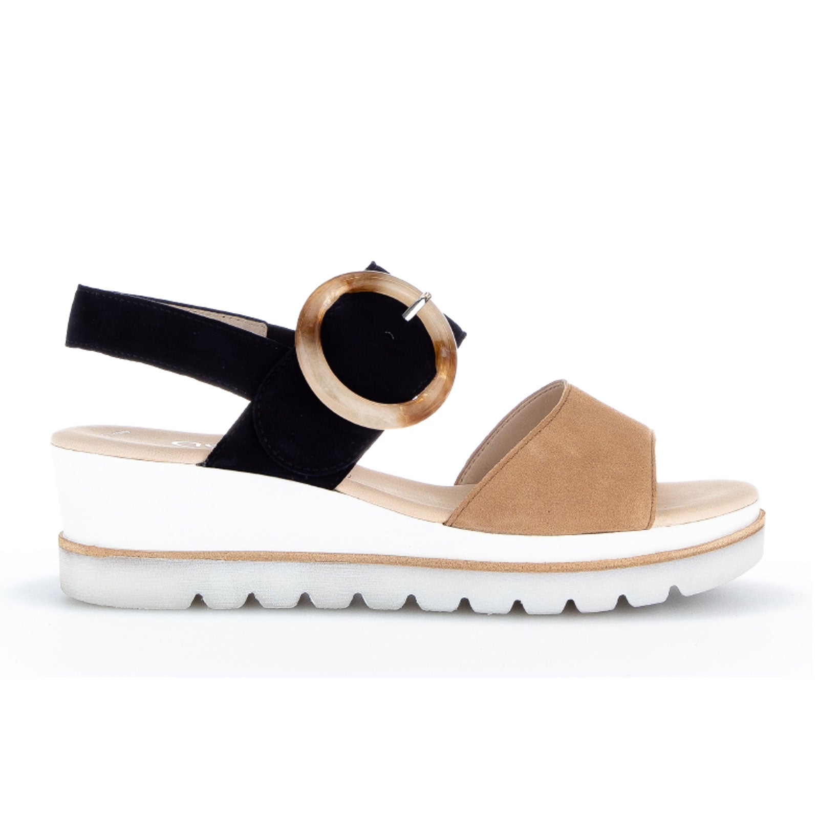 Gabor Nieve Wide Fit Raffia Detail Wedge Sandals, Muschel at John Lewis &  Partners