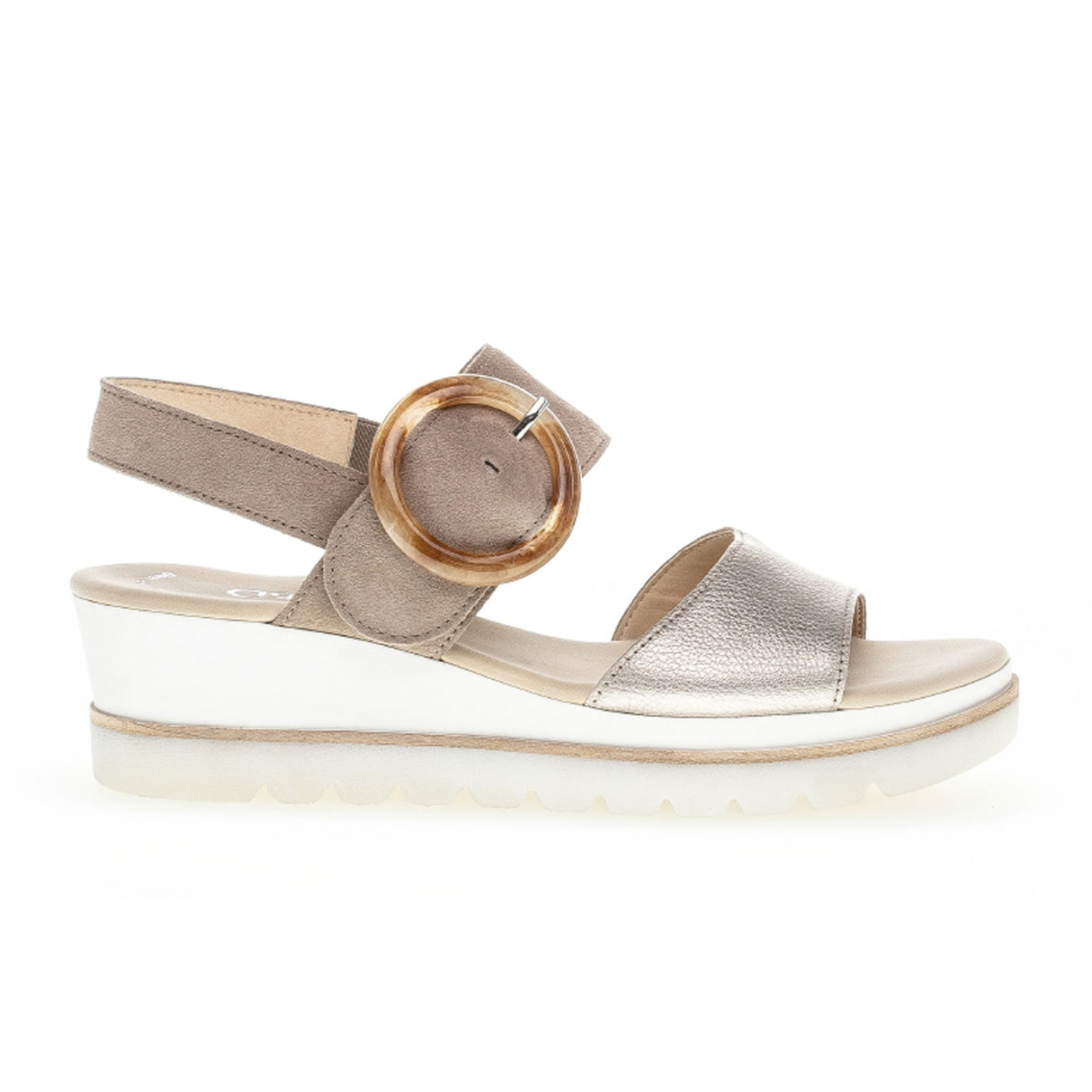 Gabor 24645-62 Slingback Platform Wedge Sandal (Women) - Metallic Beige Sandals - Heel/Wedge - The Heel Shoe Fitters