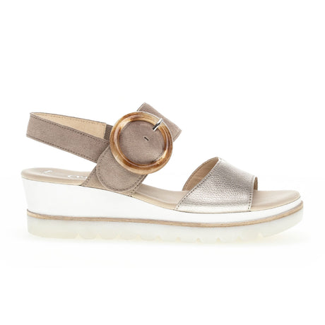 Gabor 24645-62 Platform Wedge Sandal (Women) - Metallic Beige Sandals - Heel/Wedge - The Heel Shoe Fitters