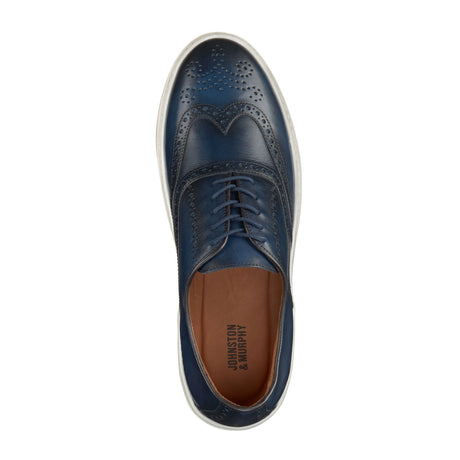 Johnston & Murphy Hollins Wingtip Oxford (Men) - Navy Full Grain Dress-Casual - Oxfords - The Heel Shoe Fitters