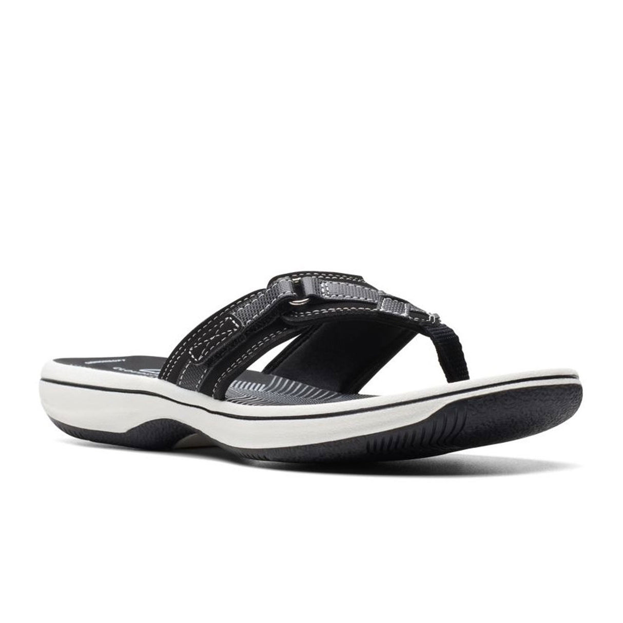 Clarks Breeze Sea Thong Sandal (Women) - Black Synthetic Sandals - Thong - The Heel Shoe Fitters