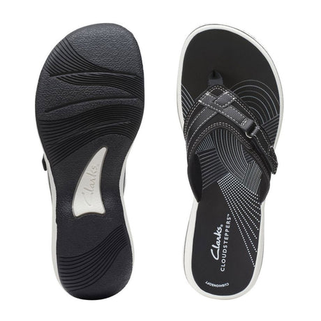 Clarks Breeze Sea Thong Sandal (Women) - Black Synthetic Sandals - Thong - The Heel Shoe Fitters
