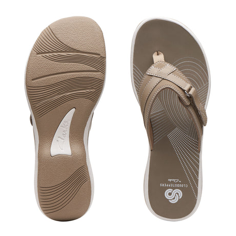 Clarks Breeze Sea H Thong Sandal (Women) - Taupe Synthetic Sandals - Thong - The Heel Shoe Fitters