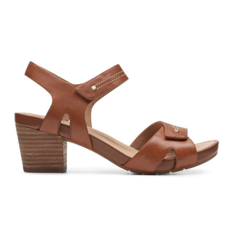 Clarks Un Palma Vibe Heeled Sandal  (Women) - Mahogany Leather Sandals - Heel/Wedge - The Heel Shoe Fitters