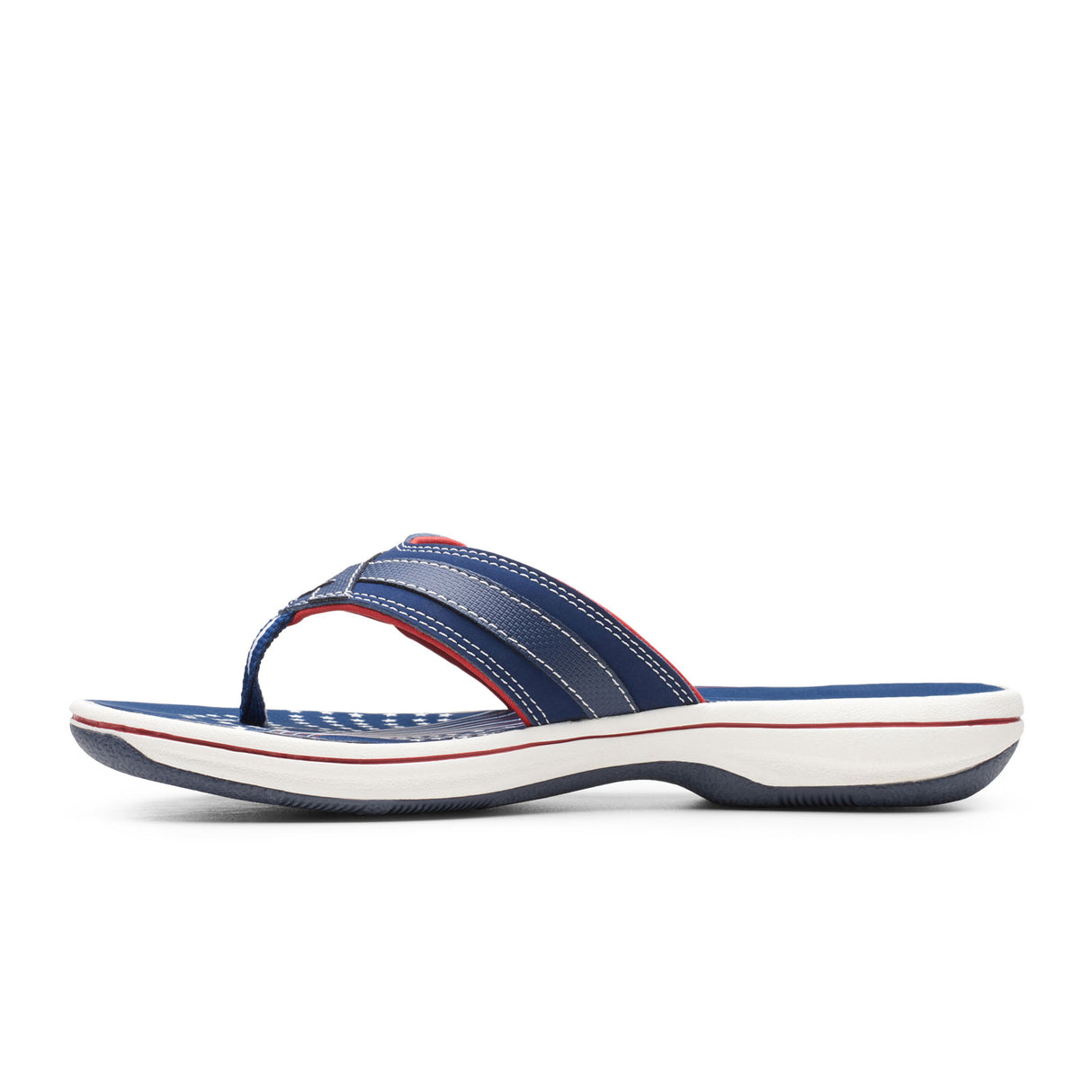 Clarks Breeze Sea H Thong Sandal (Women) - Navy/Red Synthetic Sandals - Thong - The Heel Shoe Fitters