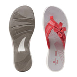 Clarks Brinkley Flora H Thong Sandal (Women) - Red Synthetic Sandals - Thong - The Heel Shoe Fitters