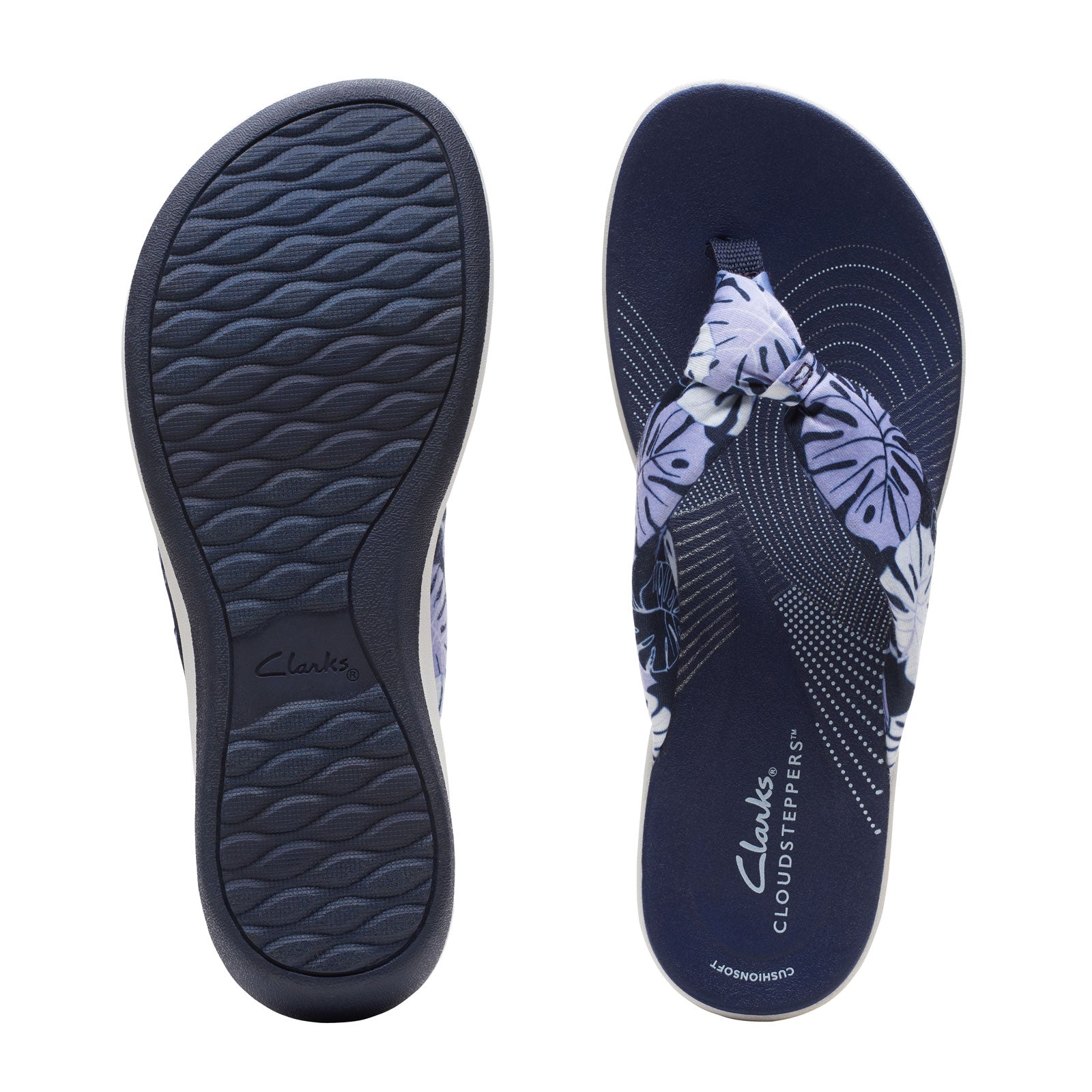 Clarks Arla Glison Thong Sandal (Women) - Blue Floral Synthetic Sandals - Thong - The Heel Shoe Fitters