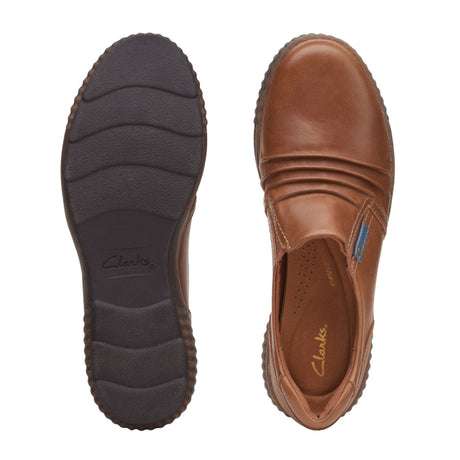 Clarks Magnolia Faye Slip-on Shoe (Women) - Dark Tan Leather Dress-Casual - Slip Ons - The Heel Shoe Fitters