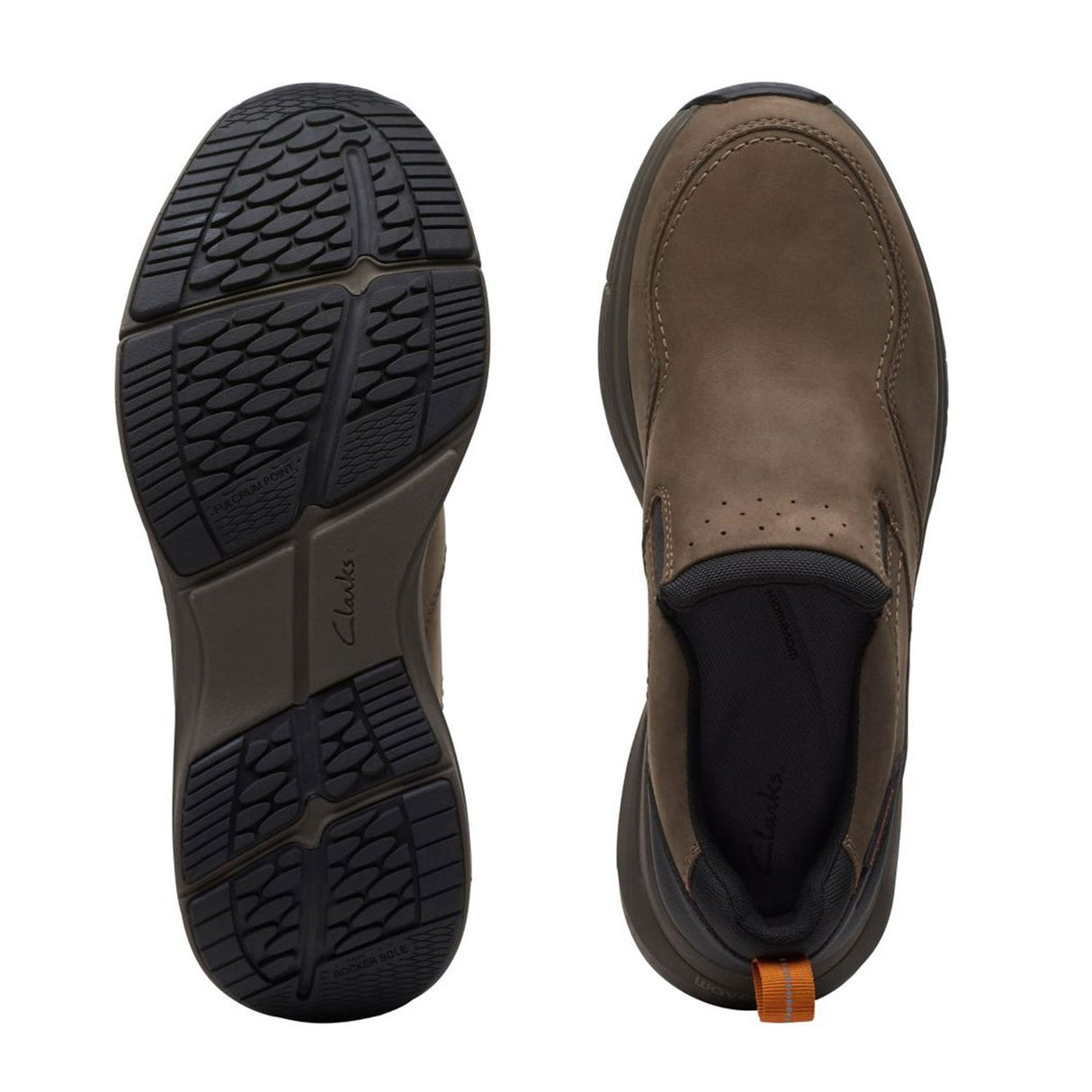 Clarks Wave 2.0 Edge Waterproof Slip On (Men) - Dark Taupe Dress-Casual - Slip Ons - The Heel Shoe Fitters