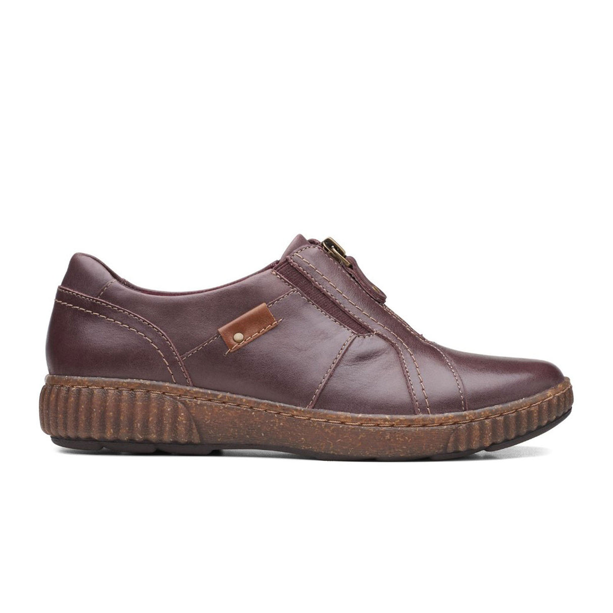 Clarks Magnolia Zip Slip-on (Women) - Burgundy Leather – The Heel Shoe ...