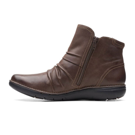 Clarks Un Loop Top Ankle Boot (Women) - Dark Brown Leather Boots - Fashion - Ankle Boot - The Heel Shoe Fitters