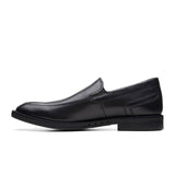 Clarks Un Hugh Step Slip On Loafer (Men) - Black Leather Dress-Casual - Slip Ons - The Heel Shoe Fitters