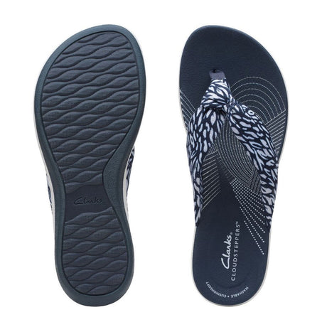 Clarks Arla Glison Thong Sandal (Women) - Navy Abstract Sandals - Thong - The Heel Shoe Fitters