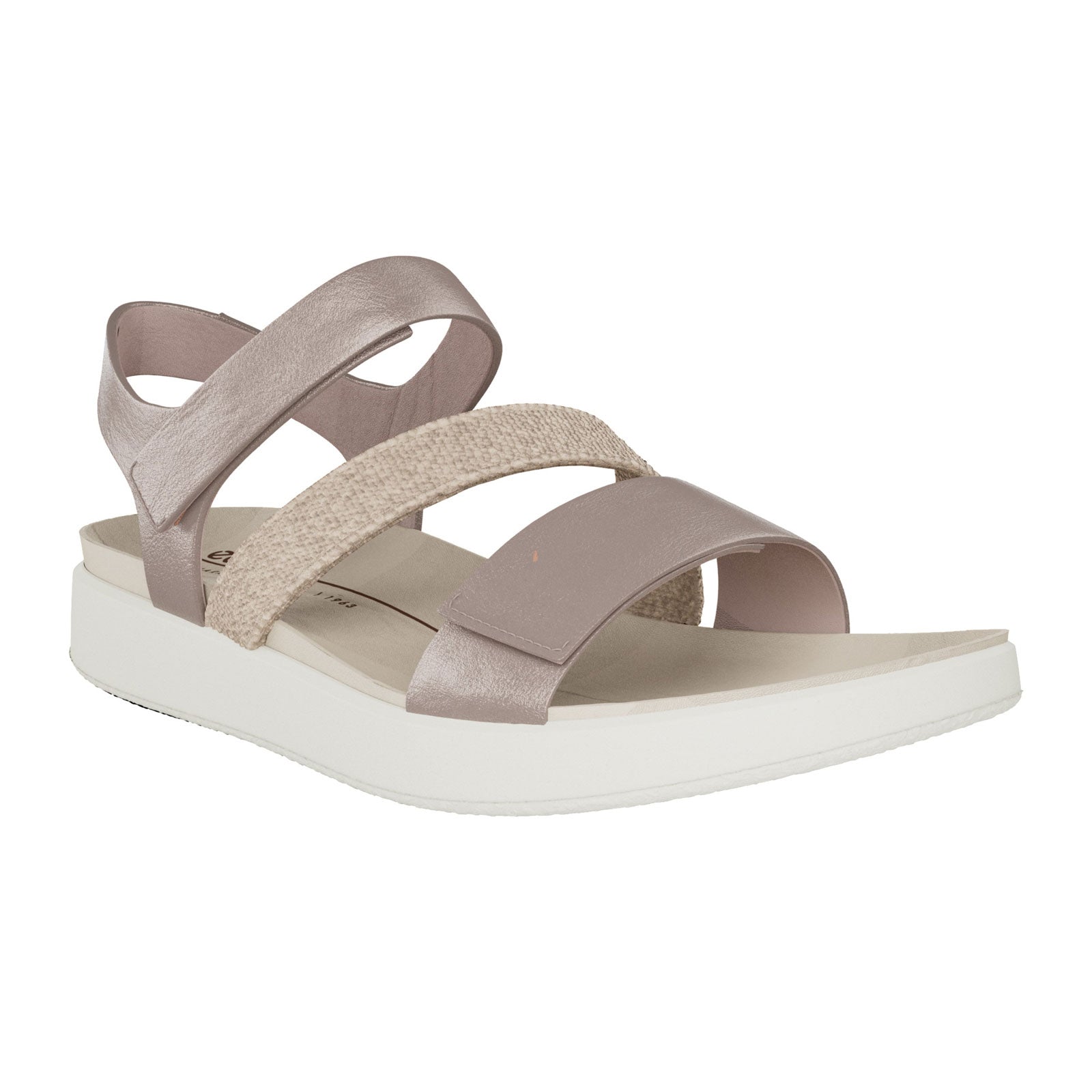 ECCO Flowt 2 Band Backstrap Sandal Women Grey Rose Metallic