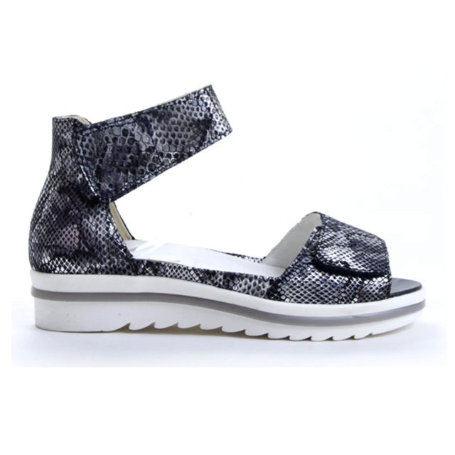 Waldlaufer Marigold 351005 Ankle Strap Sandal (Women) - Dragon Print Marine Sandals - Backstrap - The Heel Shoe Fitters