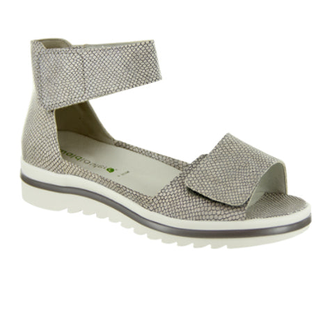 Waldlaufer Marigold 351005 Ankle Strap Sandal (Women) - Silver Snake Sandals - Backstrap - The Heel Shoe Fitters