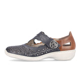 Rieker Doris 413G4-14 Mary Jane (Women) - Blue/Brown Dress-Casual - Mary Janes - The Heel Shoe Fitters