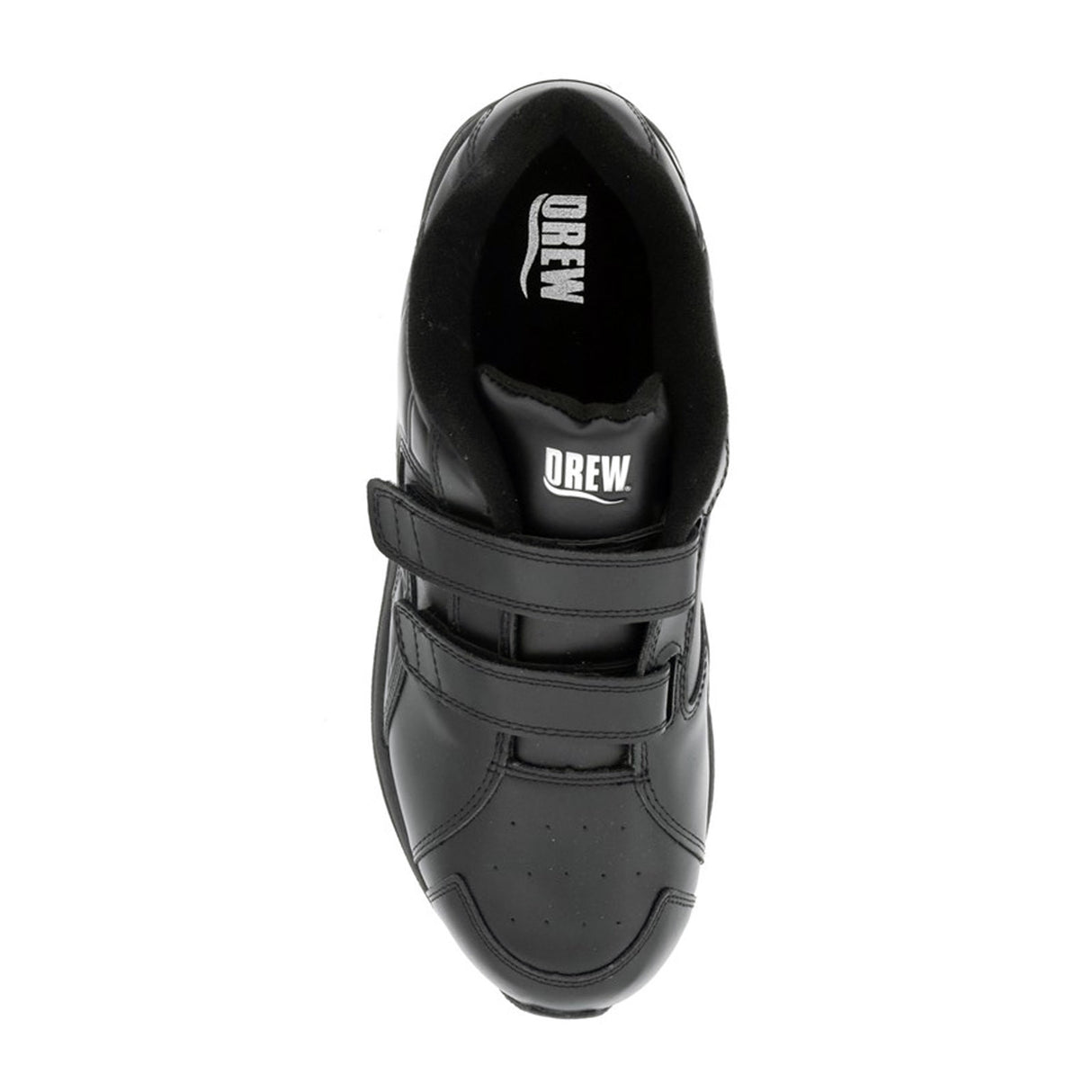 Drew Force V Hook and Loop Walking Shoe (Men) - Black Leather Athletic - Walking - The Heel Shoe Fitters