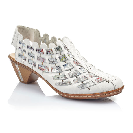 Rieker 46778-80 Sina Heeled Sandal (Women) - Weiss/Ice Multi Sandals - Heel/Wedge - The Heel Shoe Fitters