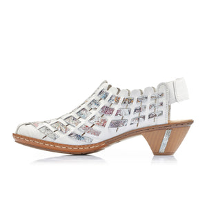 Rieker Sina 46778-80 Heeled Sandal (Women) - Weiss/Ice Multi Sandals - Heeled - The Heel Shoe Fitters
