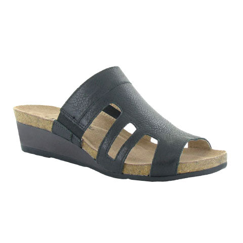 Naot Carriage Wedge Sandal (Women) - Soft Black Leather Sandals - Heel/Wedge - The Heel Shoe Fitters