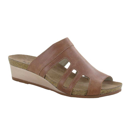 Naot Carriage Wedge Sandal (Women) - Mocha Rose Leather Sandals - Heel/Wedge - The Heel Shoe Fitters