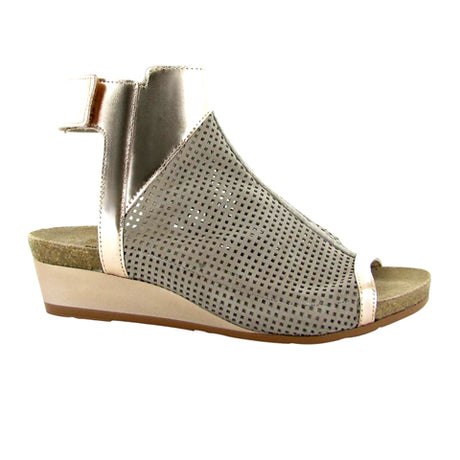 Naot Oz Wedge Sandal (Women) - Perforated Stone Nubuck Sandals - Heel/Wedge - The Heel Shoe Fitters